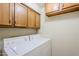 Laundry room with washer, dryer, and overhead wood cabinets at 12851 N Mimosa Dr # 102, Fountain Hills, AZ 85268