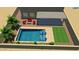 Backyard oasis with a pool, patio furniture, and grassy area at 14866 W Windsor Ave, Goodyear, AZ 85395