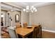 Dining room showcases a wooden table set, a stylish chandelier, and hardwood flooring at 1783 E Desert Broom Pl, Chandler, AZ 85286