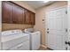 Laundry room with washer, dryer, and built-in cabinets at 27608 N Montana Dr, Rio Verde, AZ 85263