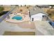 Aerial view showing pool, detached garage, and backyard at 3312 E Flower St, Phoenix, AZ 85018