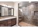 Modern bathroom with double vanity and walk-in shower at 3565 E Pinto Dr, Gilbert, AZ 85296