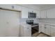 Clean kitchen, featuring white cabinets and stainless steel appliances at 4720 E Belleview St, Phoenix, AZ 85008