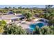 Aerial view of kidney shaped pool and surrounding patio area at 7760 E Carefree Dr, Carefree, AZ 85377