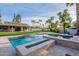 L-shaped pool with fire pit and spa at 9254 N 82Nd St, Scottsdale, AZ 85258