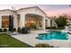 Stunning pool and patio with outdoor seating and dining area at 1710 W Glacier Way, Chandler, AZ 85248