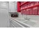 White cabinets, red backsplash, and a double sink at 633 W 1St St, Mesa, AZ 85201