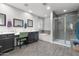 Bathroom boasts double sinks, soaking tub and shower at 9839 E Theia Dr, Mesa, AZ 85212
