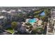 Aerial view of community pool and surrounding homes at 1693 E Dogwood Ln, Gilbert, AZ 85295