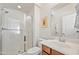 Bathroom with shower, toilet, and modern vanity at 1693 E Dogwood Ln, Gilbert, AZ 85295