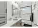 Clean bathroom with white subway tile, bathtub, and gray vanity at 4910 S Huachuca Pl, Chandler, AZ 85249