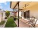 Private patio features artificial turf and seating at 5138 N 78Th St, Scottsdale, AZ 85250