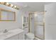 Clean bathroom with a shower/tub combo and vanity at 7910 E Camelback Rd # 312, Scottsdale, AZ 85251