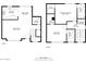 Two-story home floor plan; features two bedrooms, two bathrooms, and an open living area at 8039 N 48Th Ave, Glendale, AZ 85302