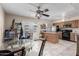 Kitchen with island, stainless steel appliances, and dining area at 944 S Valencia -- # 3, Mesa, AZ 85202