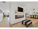 Living room with fireplace and built-in shelving at 9449 S 156Th Pl, Gilbert, AZ 85234