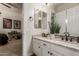 Clean bathroom with double vanity and granite countertop at 3412 E Indigo Cir, Mesa, AZ 85213