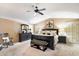 Large main bedroom with high ceilings, a ceiling fan, and plenty of natural light at 8915 N Invergordon Rd, Paradise Valley, AZ 85253