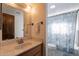 Guest bathroom with tub shower, updated fixtures, and stylish decor at 12012 N Saguaro Blvd # 6, Fountain Hills, AZ 85268