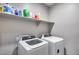 Laundry room with modern washer and dryer and ample shelving space at 1255 N Arizona Ave # 1255, Chandler, AZ 85225