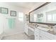 Elegant bathroom with double vanity, granite countertops, and large mirror at 1349 N Balboa --, Mesa, AZ 85205