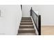 Carpeted staircase with a dark handrail, leading to the upper level of the home at 2316 W Moody Trl, Phoenix, AZ 85041