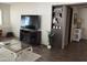 Living area with TV, fireplace, and built-in shelving at 2460 E Main St # N12, Mesa, AZ 85213