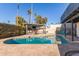 Inviting kidney-shaped pool surrounded by a spacious patio with seating at 2824 S Bala Dr, Tempe, AZ 85282