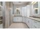 Elegant bathroom with double vanity, granite countertop, and large walk-in shower at 4332 S Primrose Dr, Gold Canyon, AZ 85118