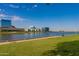 View of city lake with the skyline visible at 6838 E Almeria Rd, Scottsdale, AZ 85257