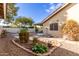 Landscaped backyard with stone path and gravel areas at 25636 S Howard Dr, Sun Lakes, AZ 85248