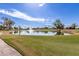 Community pond with fountain and lush green landscape at 25636 S Howard Dr, Sun Lakes, AZ 85248