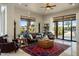 Relaxing living area featuring a stunning view and leather furniture at 30014 N Baker Ct, Scottsdale, AZ 85262