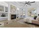 Main bedroom showcasing a fireplace and outdoor access at 4330 E Gemini Pl, Chandler, AZ 85249