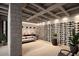 Modern wine cellar featuring extensive built-in racking and a comfortable lounge area at 929 E Granada Rd, Phoenix, AZ 85006