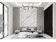 Stylishly appointed main bedroom featuring modern lighting and a serene color palette at 11612 N 86Th St, Scottsdale, AZ 85260
