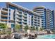 Luxury highrise building with pool and patio area at 140 E Rio Salado Pkwy # 111, Tempe, AZ 85281