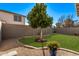 Landscaped backyard with a tree and grassy area at 15935 N 171St Ln, Surprise, AZ 85388