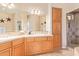 Elegant bathroom with double sinks and a large shower at 6202 E Mckellips Rd # 42, Mesa, AZ 85215