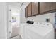 Laundry room with washer, dryer, and storage cabinets at 14821 N 60Th Dr, Glendale, AZ 85306