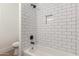 Clean bathroom with white subway tile shower and tub at 1743 W Verde Ln, Phoenix, AZ 85015