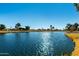 Peaceful lake view with clear blue water and lush green surroundings at 19037 N 73Rd Ln, Glendale, AZ 85308