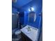 Bathroom with blue walls, a vanity, toilet and shower at 3646 N 69Th Ave # 55, Phoenix, AZ 85033