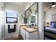 Modern bathroom with double vanity and granite countertop at 38844 N Spur Cross Rd, Cave Creek, AZ 85331