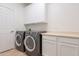 Convenient laundry room with washer, dryer, and cabinets at 3982 E Sandpiper Dr, Phoenix, AZ 85050