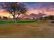 Scenic sunset view of a lush green golf course at 26702 W Sierra Pinta Dr, Buckeye, AZ 85396