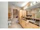 Modern bathroom with double sinks and marble countertops at 7131 E Rancho Vista Dr # 3002, Scottsdale, AZ 85251