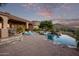 Luxury pool and patio area with mountain views at 11510 E Mirasol Cir, Scottsdale, AZ 85255