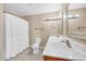 Bathroom with double vanity and shower/tub combo at 12451 N Cherry Hills E Dr, Sun City, AZ 85351