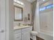 Clean bathroom with a single vanity and bathtub at 16833 S 177Th Ln, Goodyear, AZ 85338